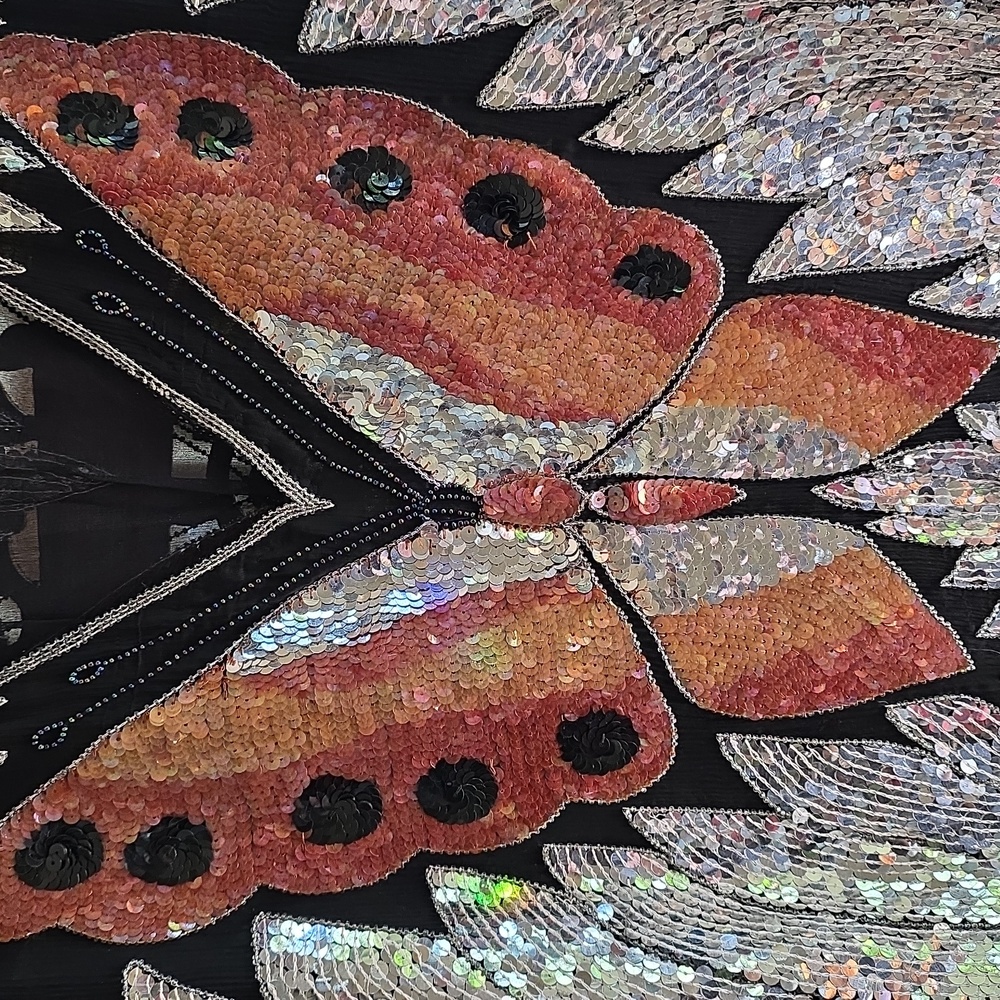 Chanson D Amour Vintage Elegant Sequin Butterfly Top - Picture 3 of 8